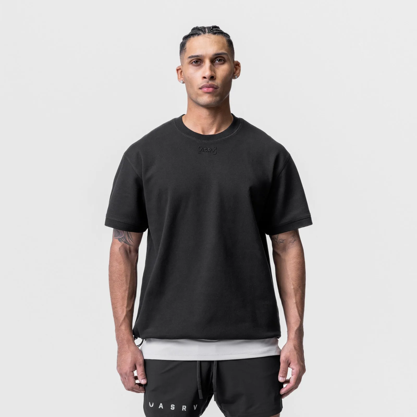 0734. CottonPlus™ Heavyweight Oversized Cinch Tee - Black