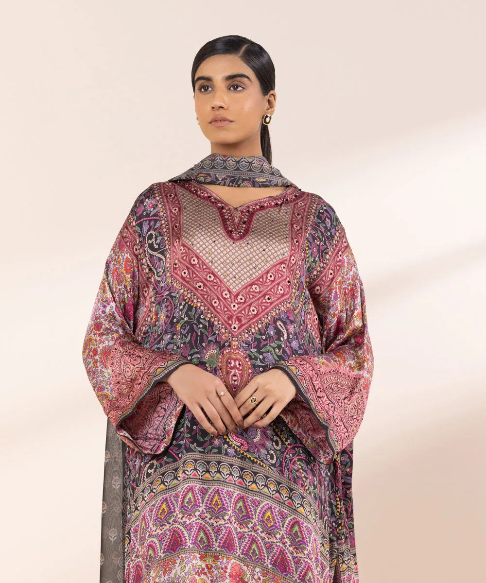 2 Piece - Printed Silk Suit