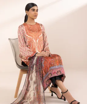 2 Piece - Printed Silk Suit