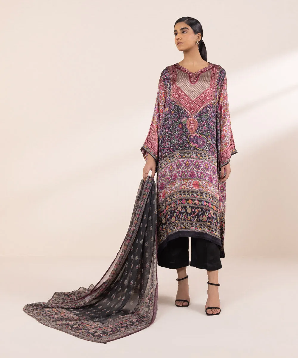 2 Piece - Printed Silk Suit