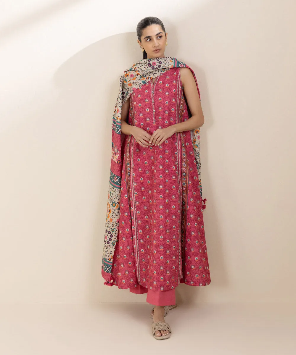 3 Piece - Printed Light Khaddar Suit