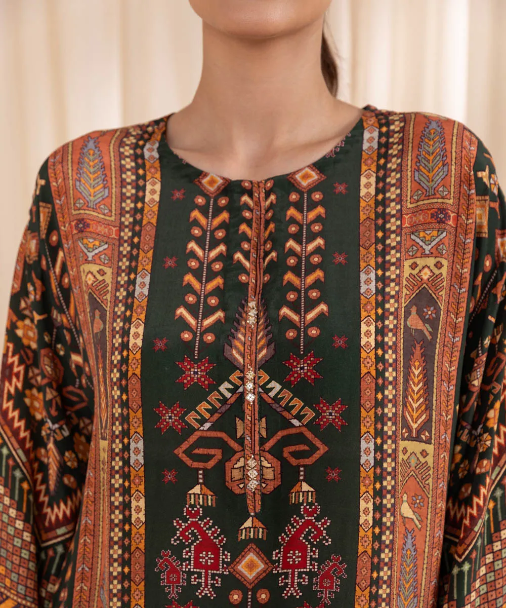 3 Piece - Printed Silk Suit