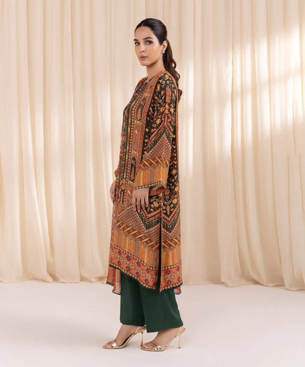 3 Piece - Printed Silk Suit