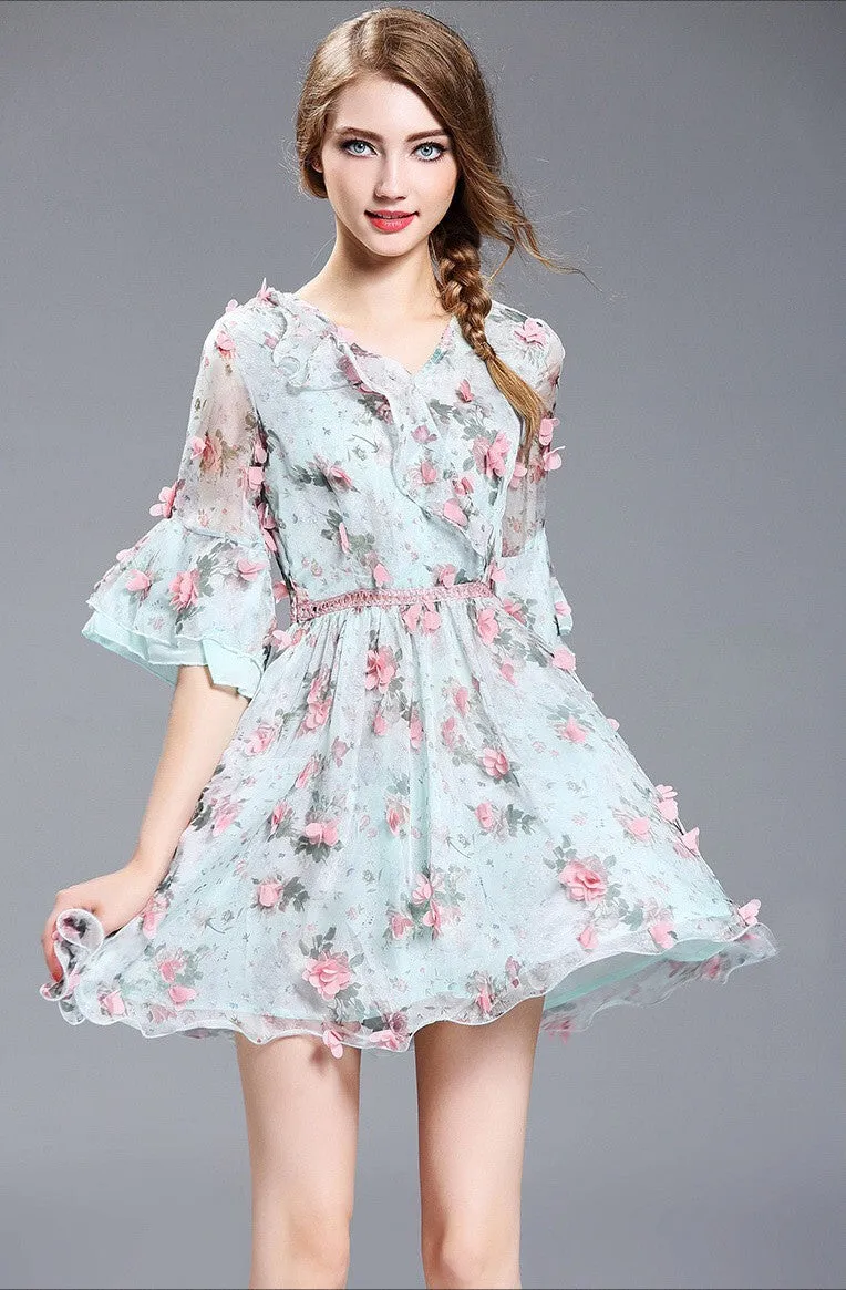 3D Flower Chiffon Dress