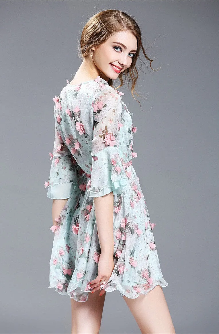 3D Flower Chiffon Dress