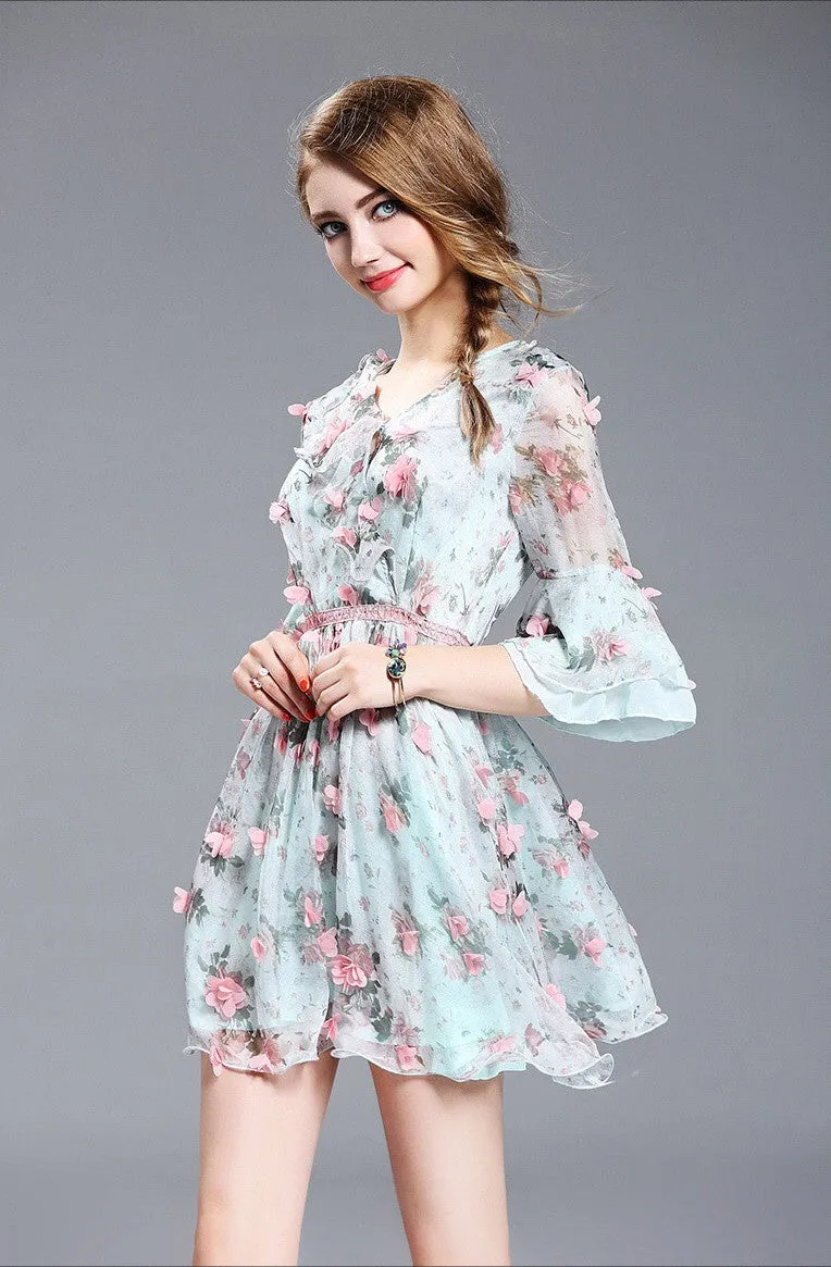 3D Flower Chiffon Dress