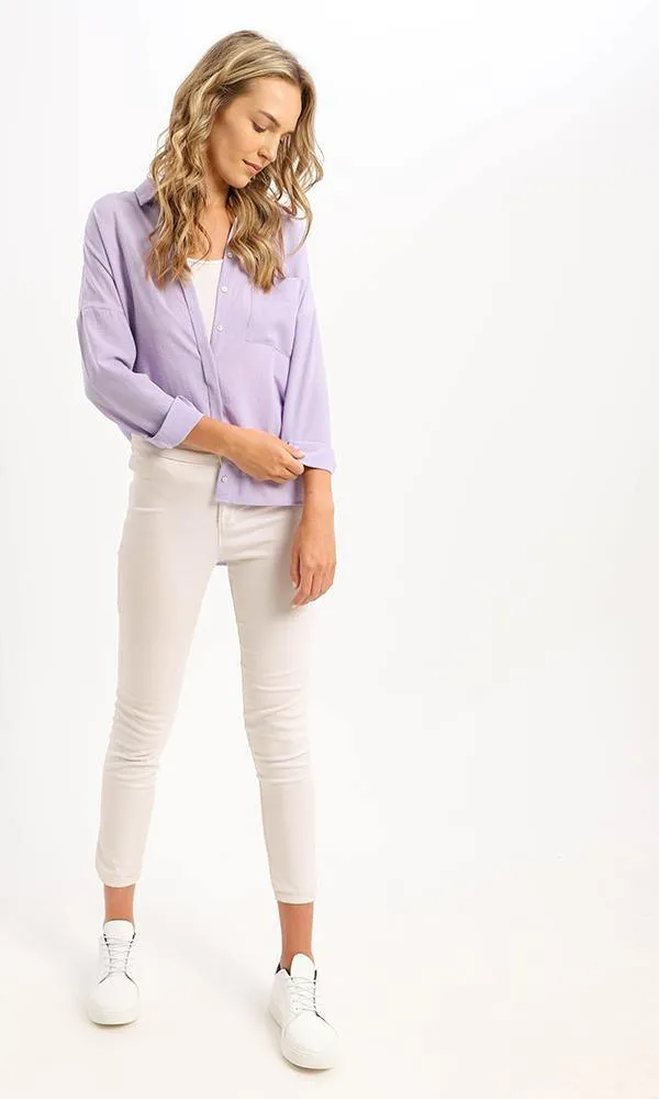 94816 Classic Collar Lilac Shirt With Hidden Buttons