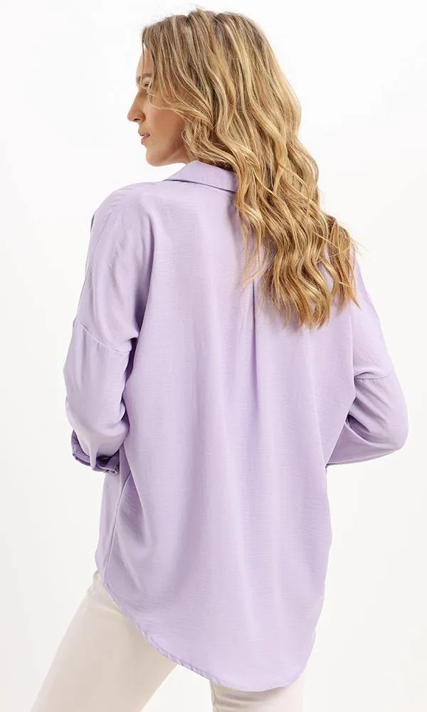 94816 Classic Collar Lilac Shirt With Hidden Buttons