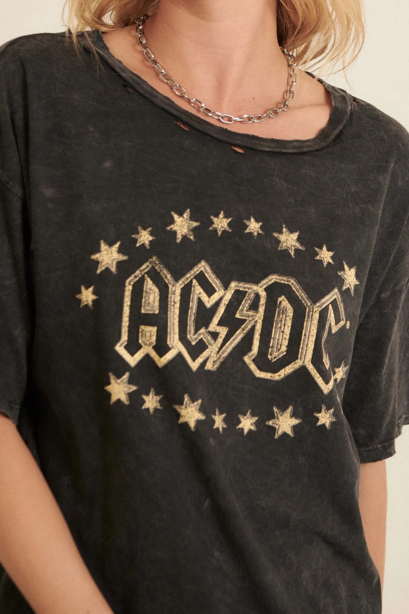 AC/DC Stars Logo Distressed Graphic Tee