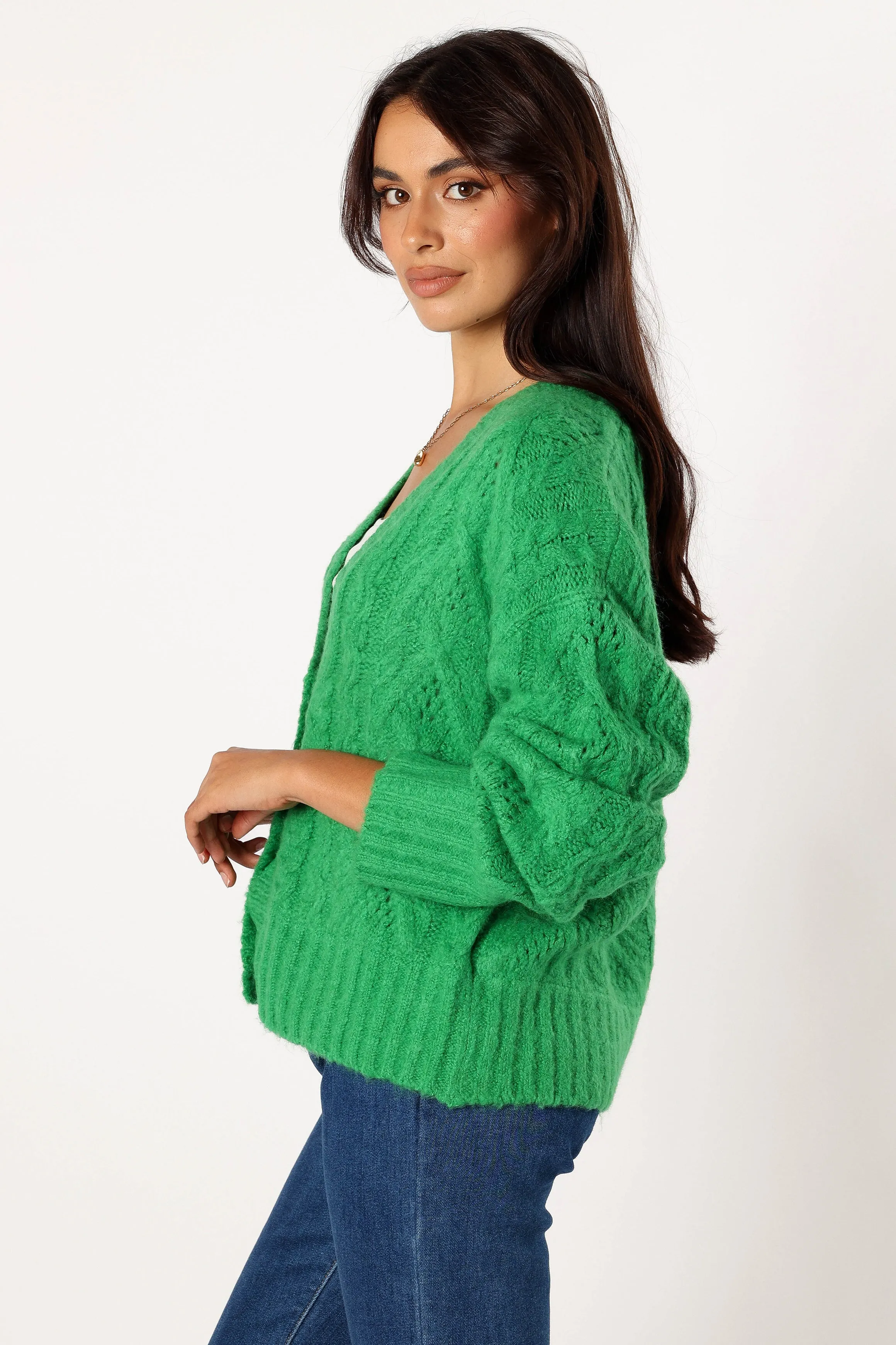 Alessandra Crystal Button Cardigan - Spearmint