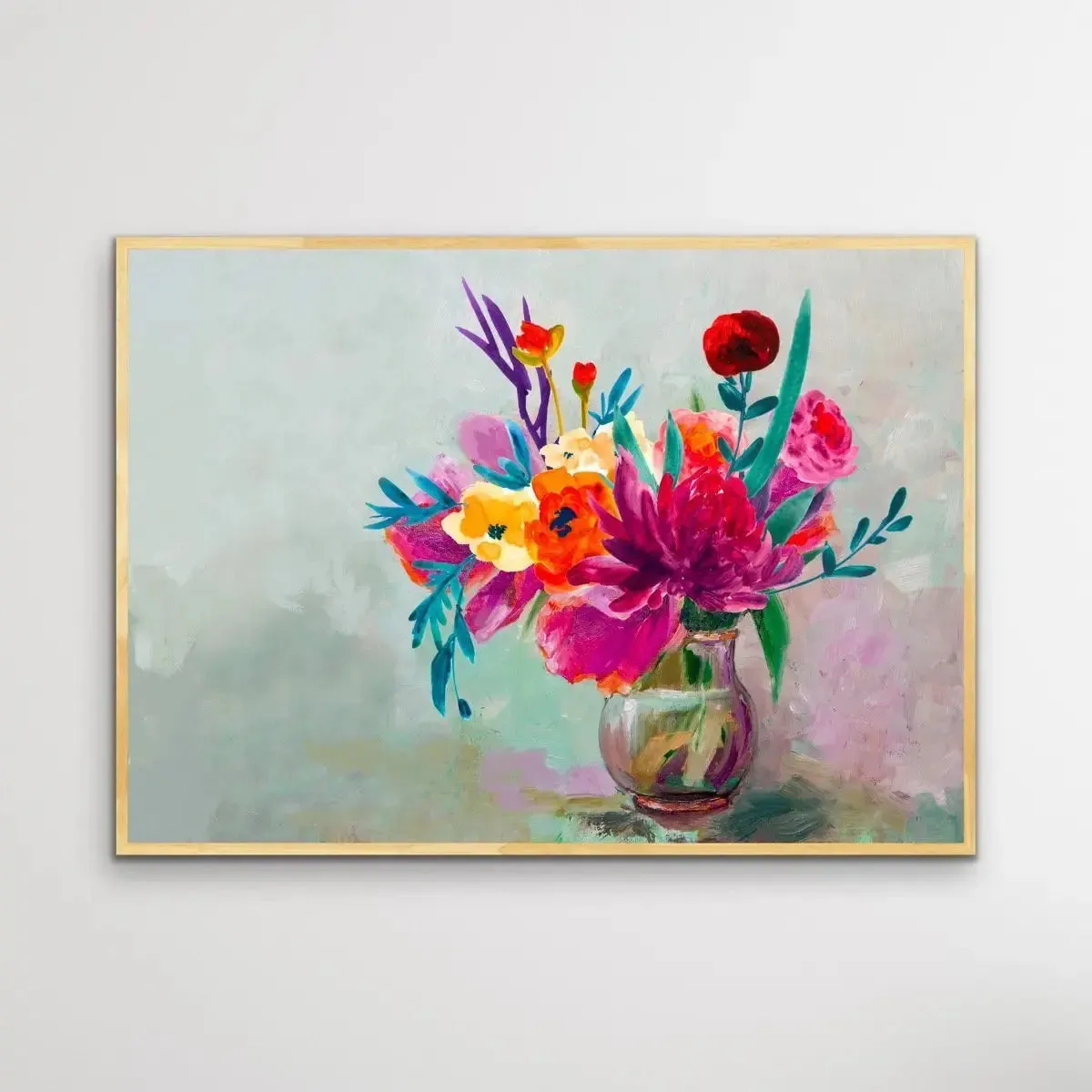 All For You - Bright Colourful Canvas Print With Bouquet Of Flowers