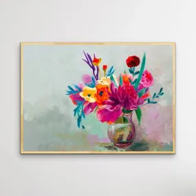 All For You - Bright Colourful Canvas Print With Bouquet Of Flowers