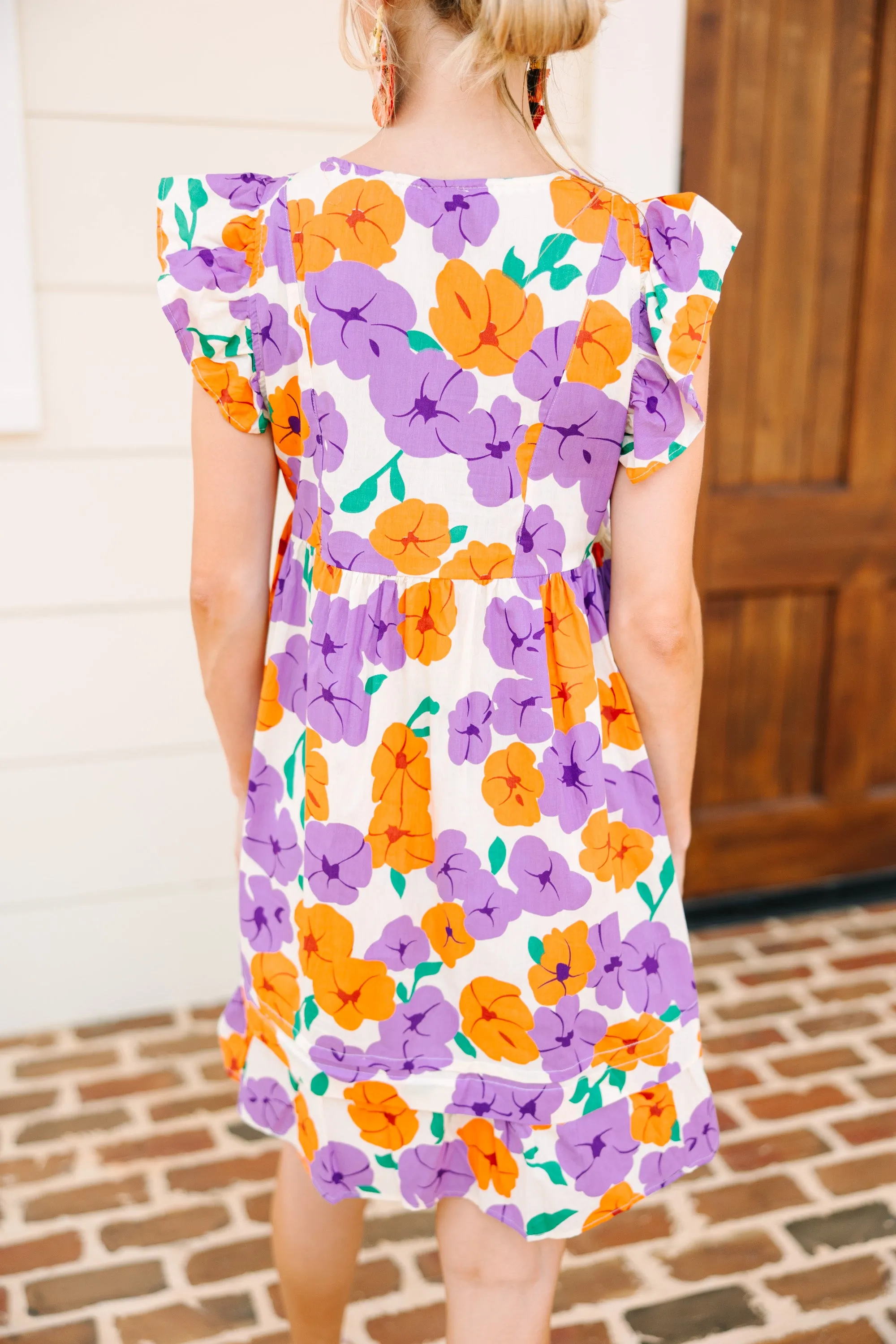 All For You Orange Floral Midi Dress