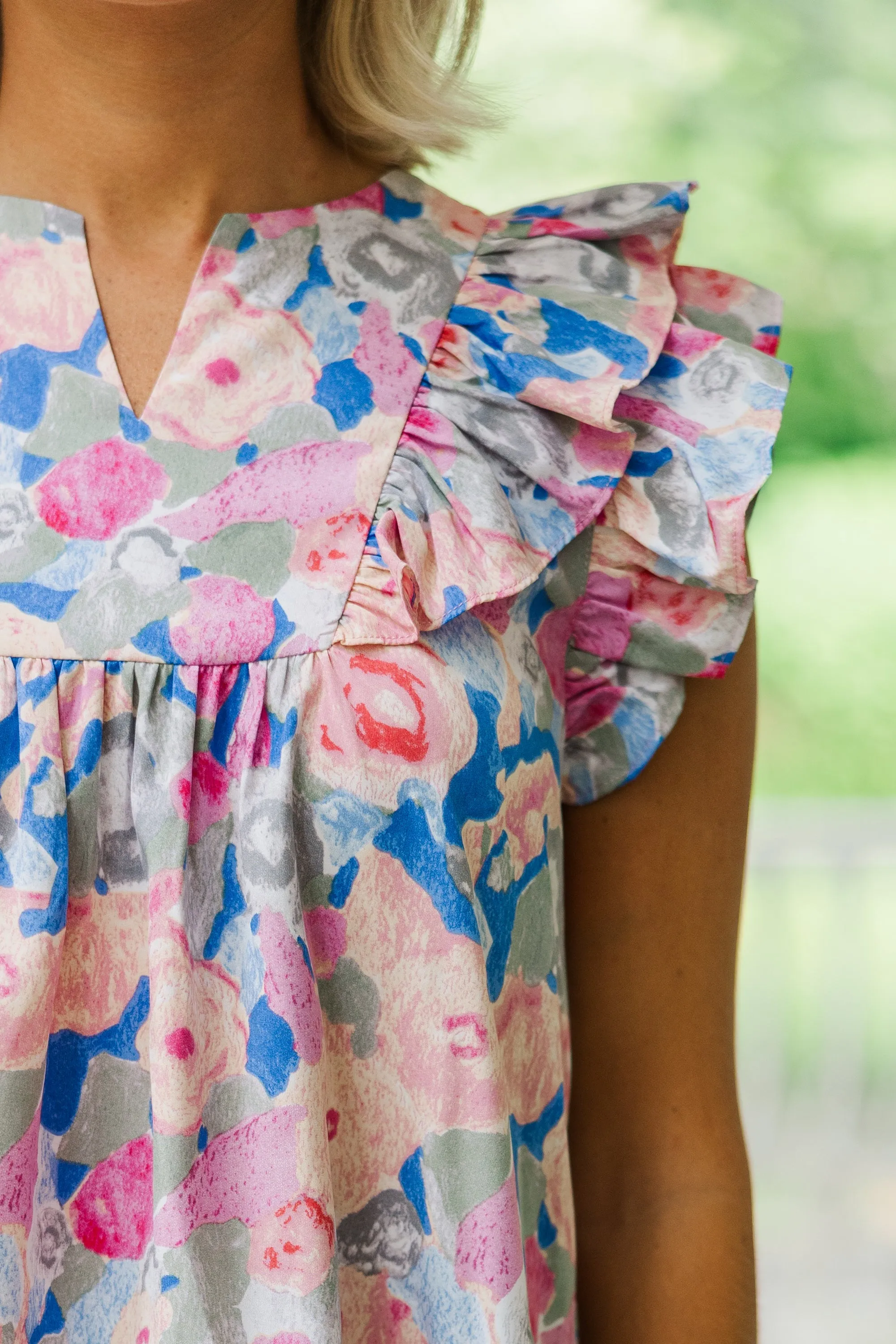 All The Love Pink Floral Blouse