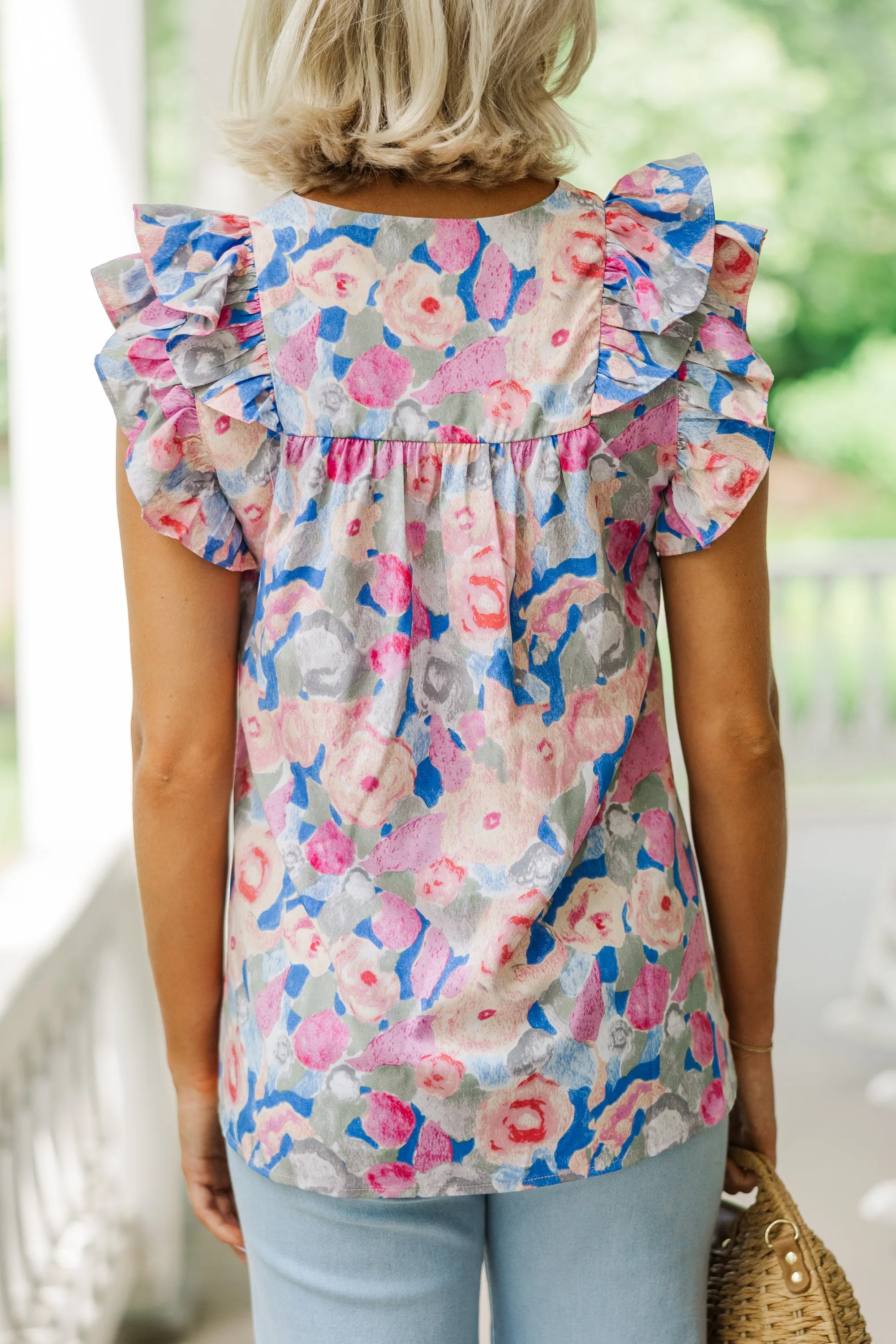 All The Love Pink Floral Blouse