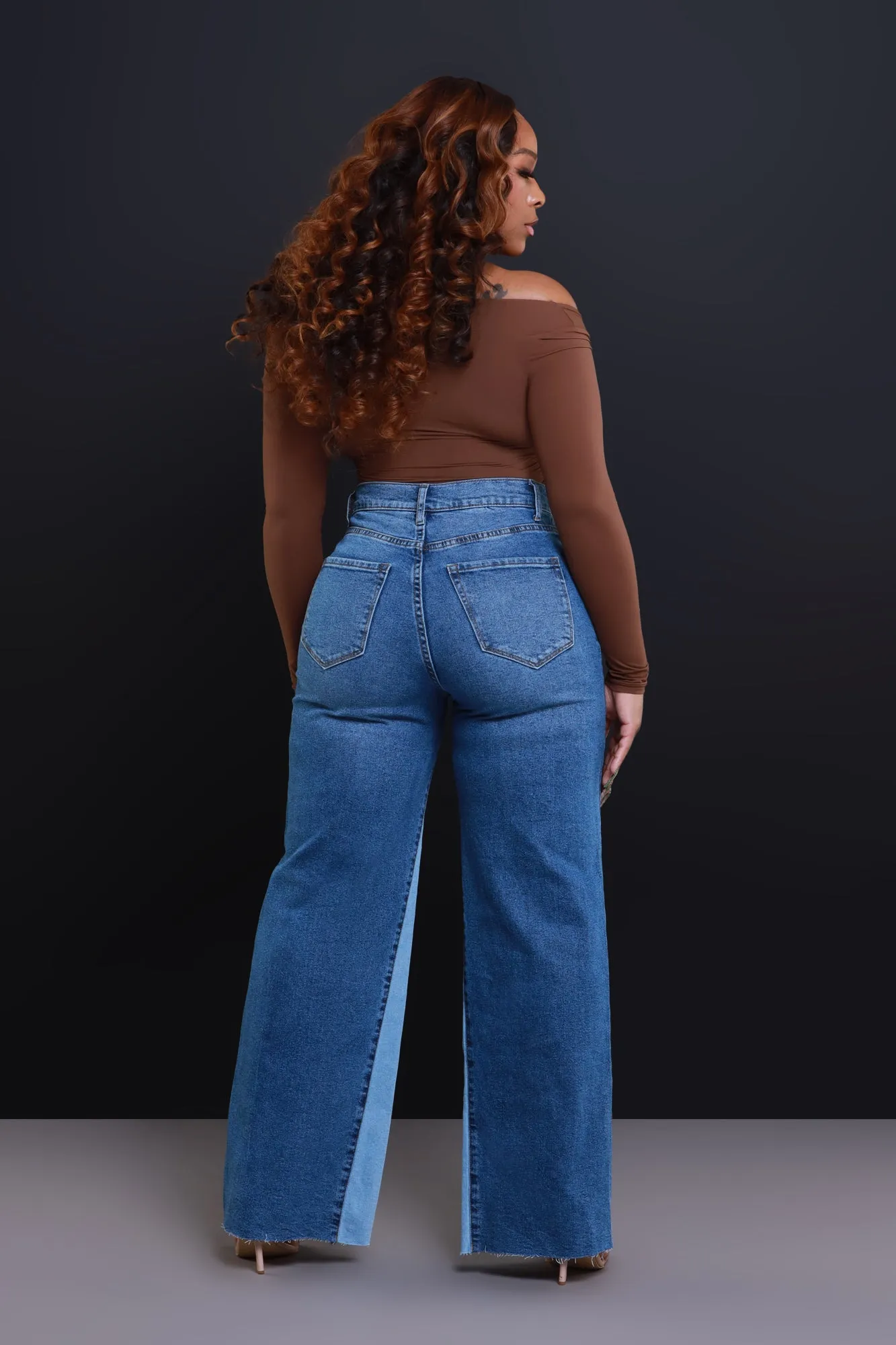 Almost There High Rise Wide Leg Jeans - Medium Wash