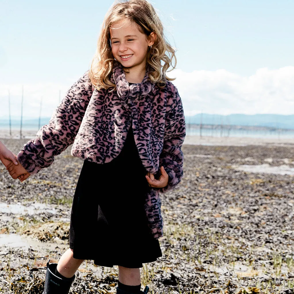 Animal Print Fake Fur Jacket - Little Girl|-|Manteau en fausse fourrure avec imprimé animal - Petite Fille