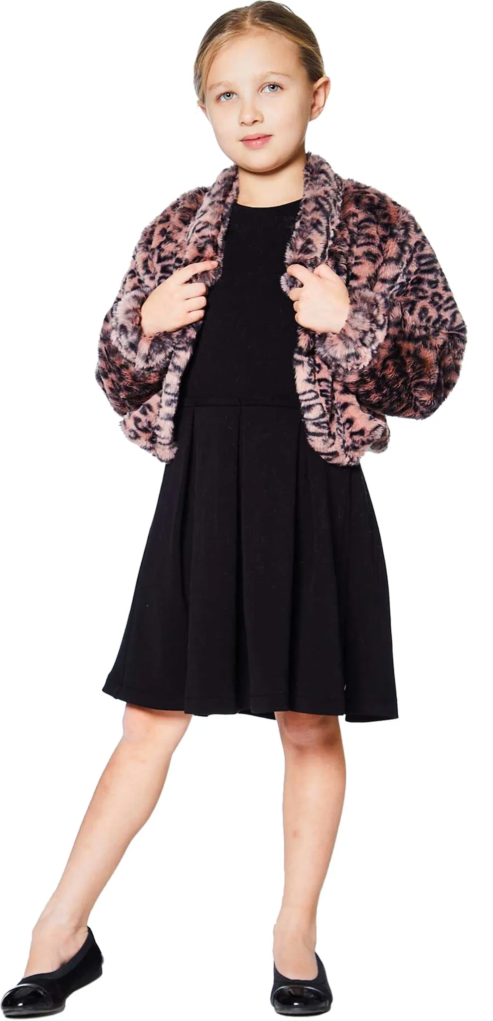 Animal Print Fake Fur Jacket - Little Girl|-|Manteau en fausse fourrure avec imprimé animal - Petite Fille