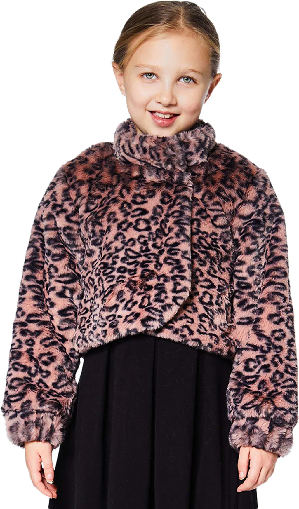 Animal Print Fake Fur Jacket - Little Girl|-|Manteau en fausse fourrure avec imprimé animal - Petite Fille