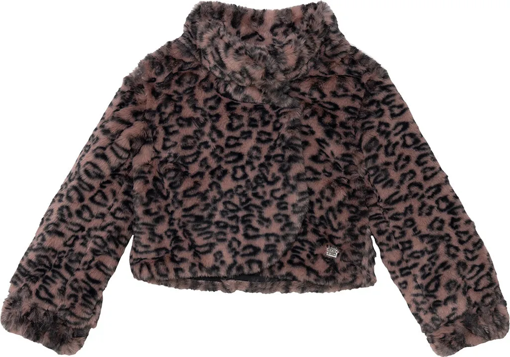 Animal Print Fake Fur Jacket - Little Girl|-|Manteau en fausse fourrure avec imprimé animal - Petite Fille