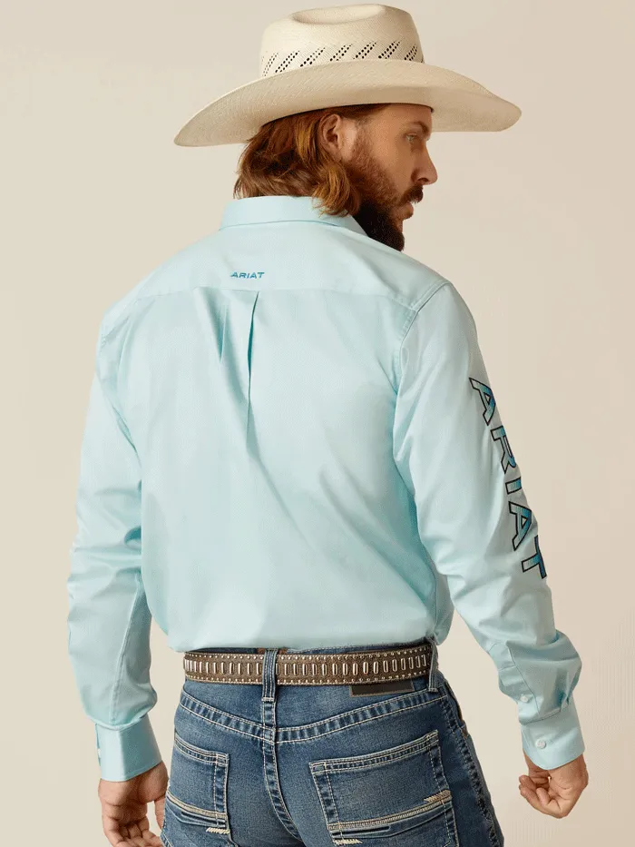 Ariat 10048717 Mens Team Logo Twill Fitted Shirt Light Aqua