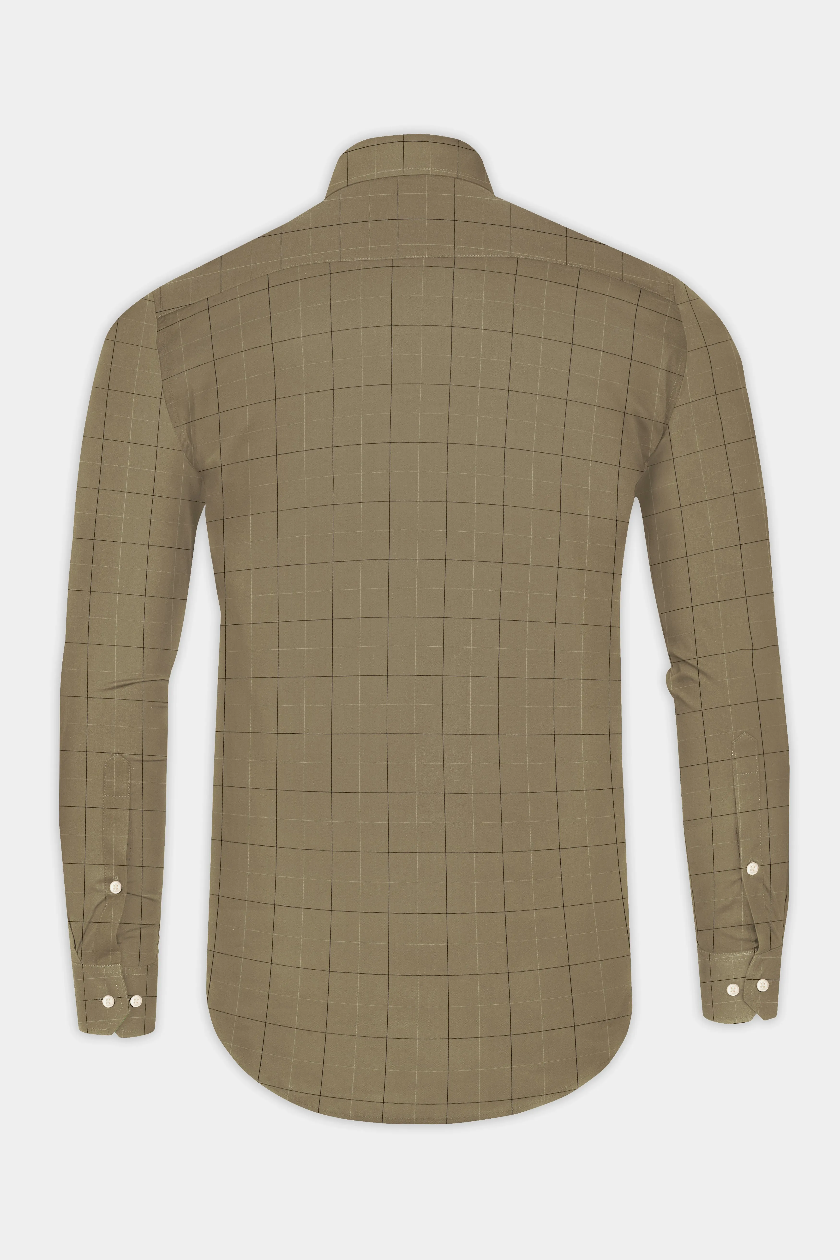 Arrowtown Brown Checked Dobby Textured Premium Giza Cotton Shirt