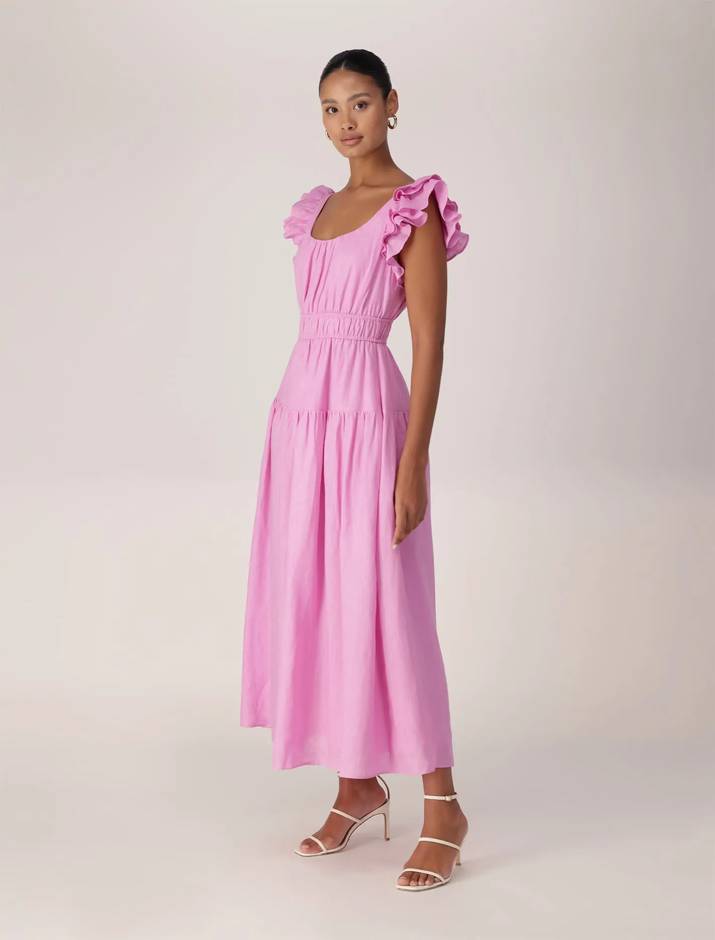 Athena Ruffle Midi Dress