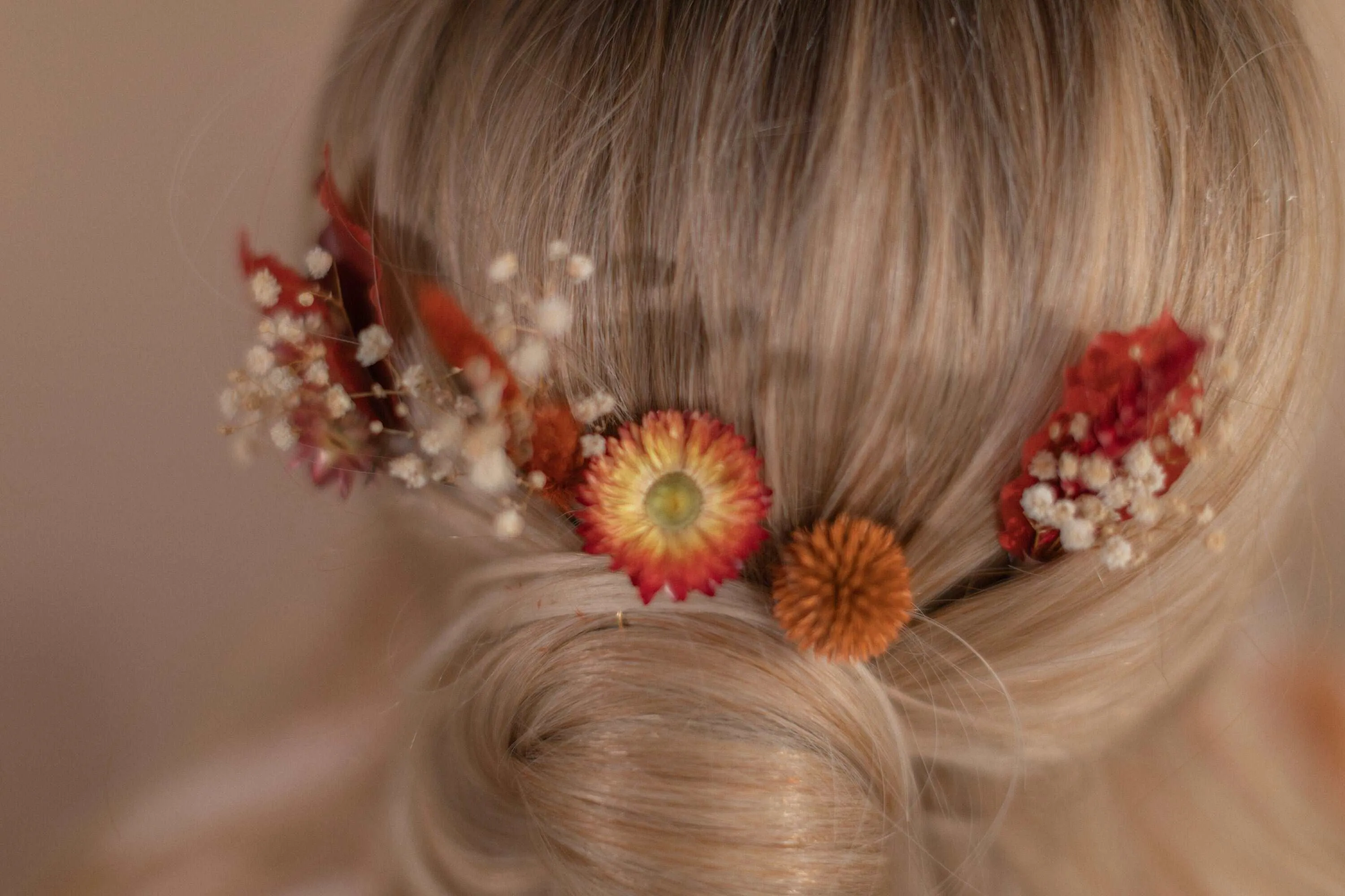 Autumn Terracota Bridal Crown / Dried Autumn Flowers Wedding Crown