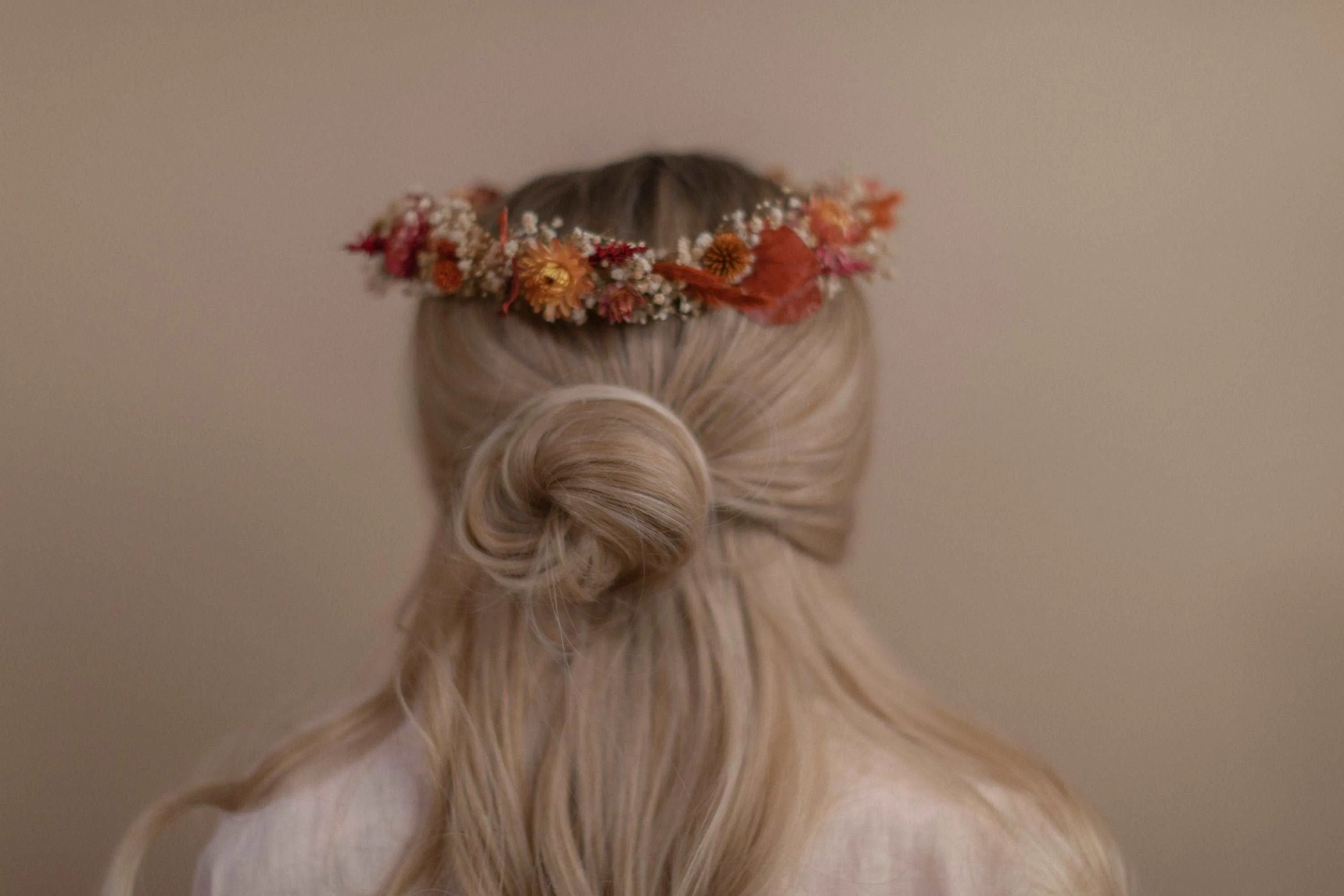 Autumn Terracota Bridal Crown / Dried Autumn Flowers Wedding Crown