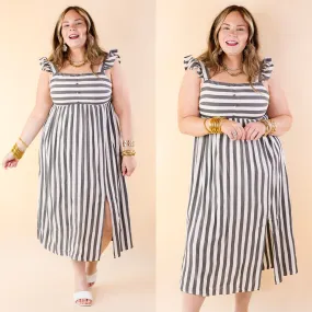 Beach Dreamin Striped Dress in Grey and White