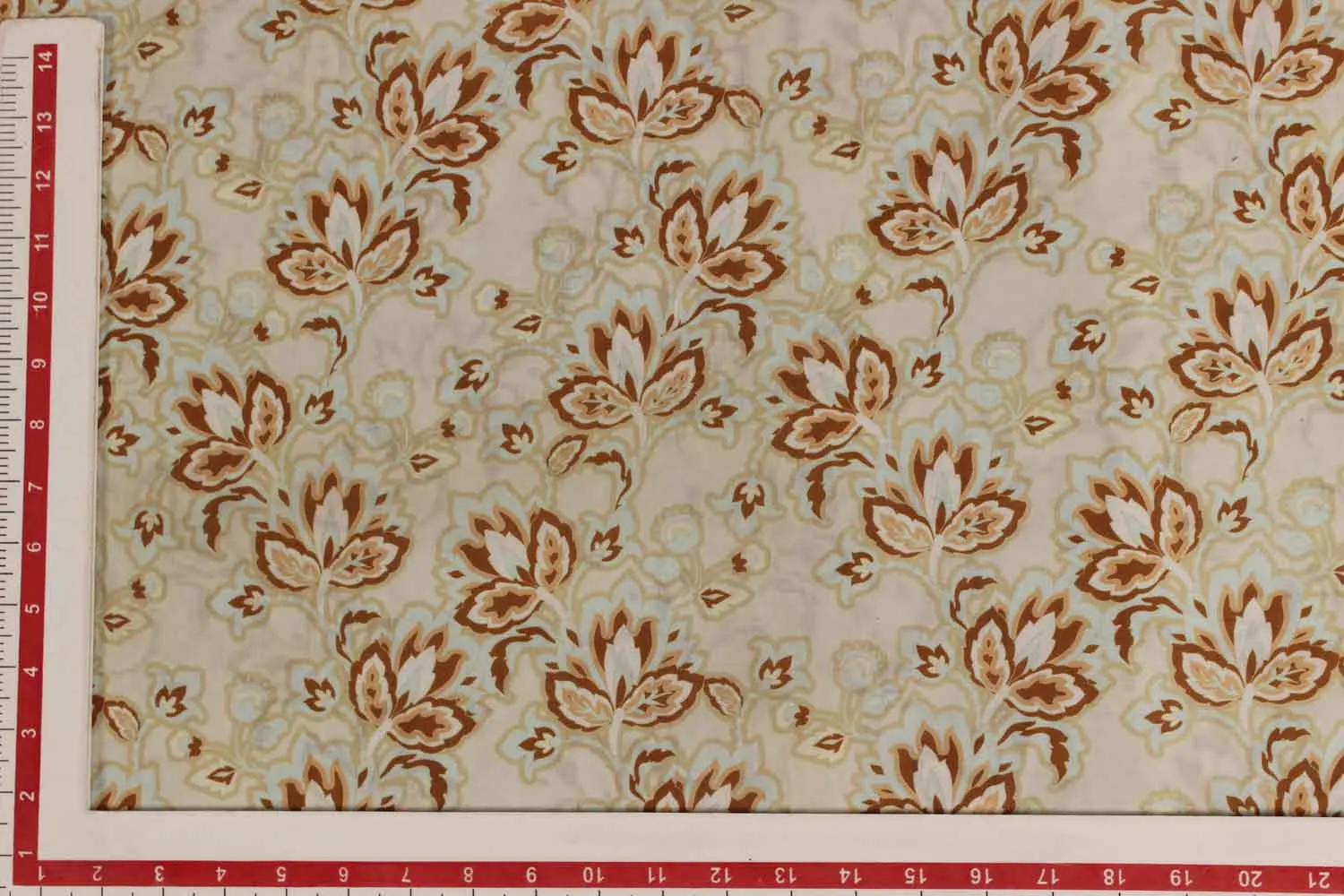 Beige & Cream Floral Cotton Silk Polyester Blend Fabric