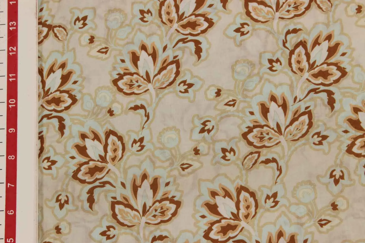 Beige & Cream Floral Cotton Silk Polyester Blend Fabric