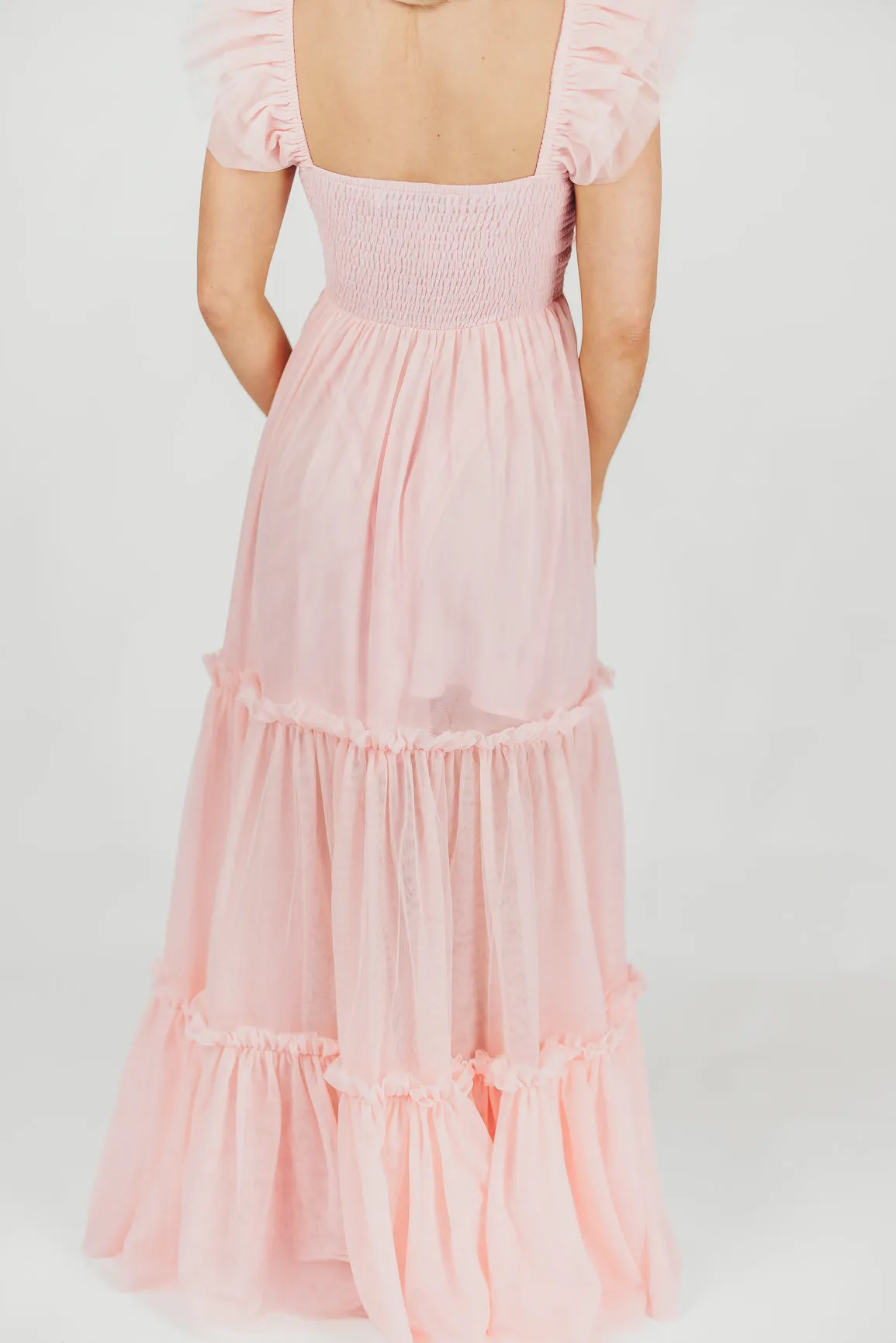 Bella Tiered Tulle Maxi Dress in Pink Blush - Bump Friendly & Inclusive Sizing (S-3XL)