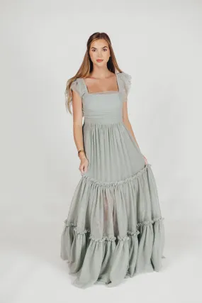 Bella Tiered Tulle Maxi Dress in Sage - Bump Friendly & Inclusive Sizing (S-3XL)