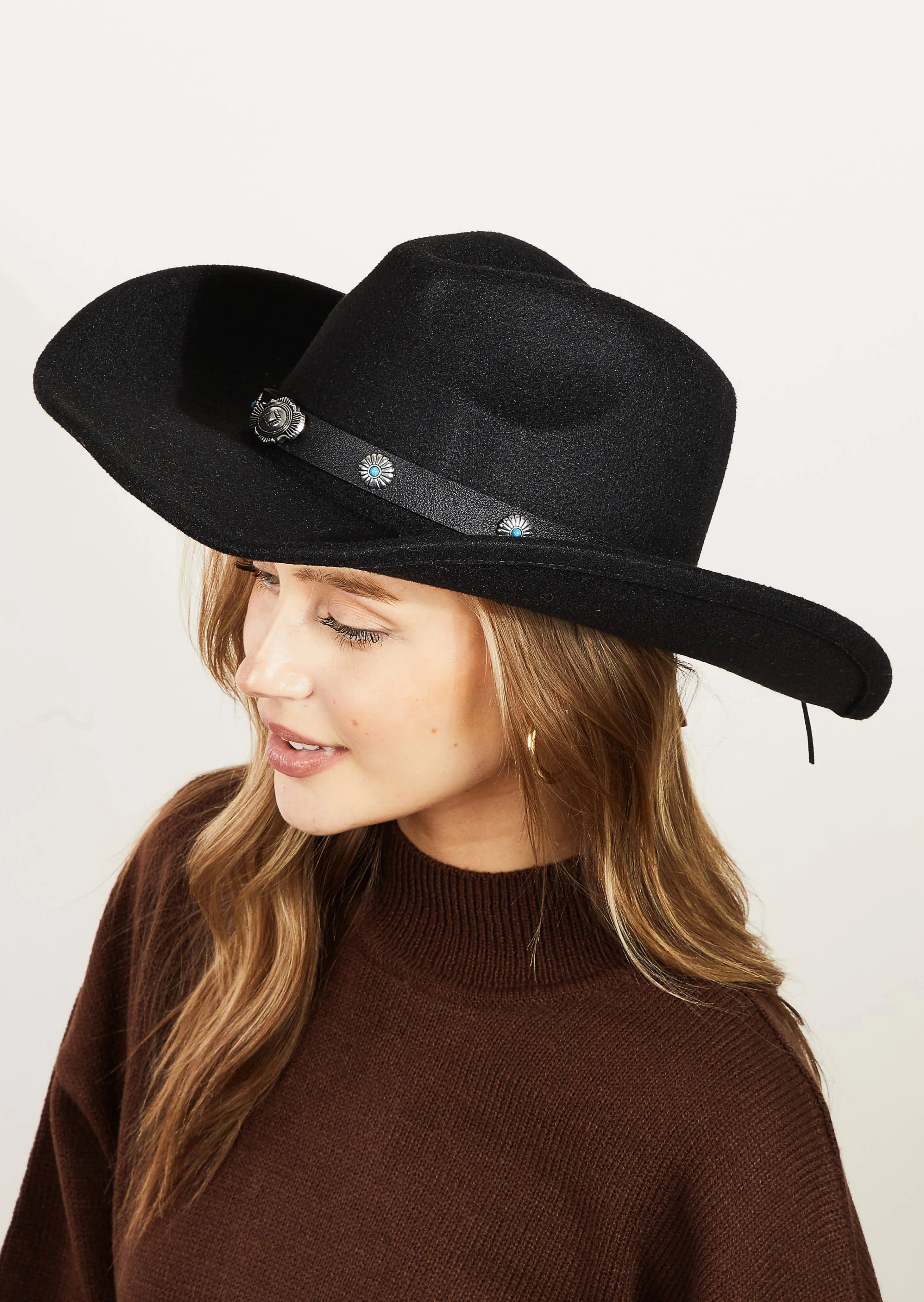 Billy Studded Cowboy Hat in Black