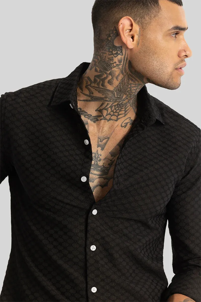 Black Textured Stretch Shirt