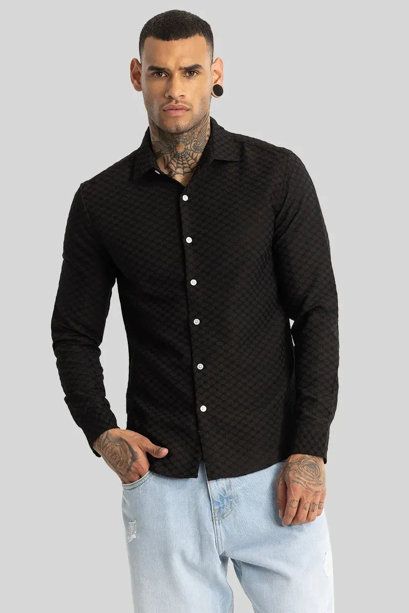 Black Textured Stretch Shirt