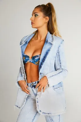 Bleach Denim Oversize Blazer