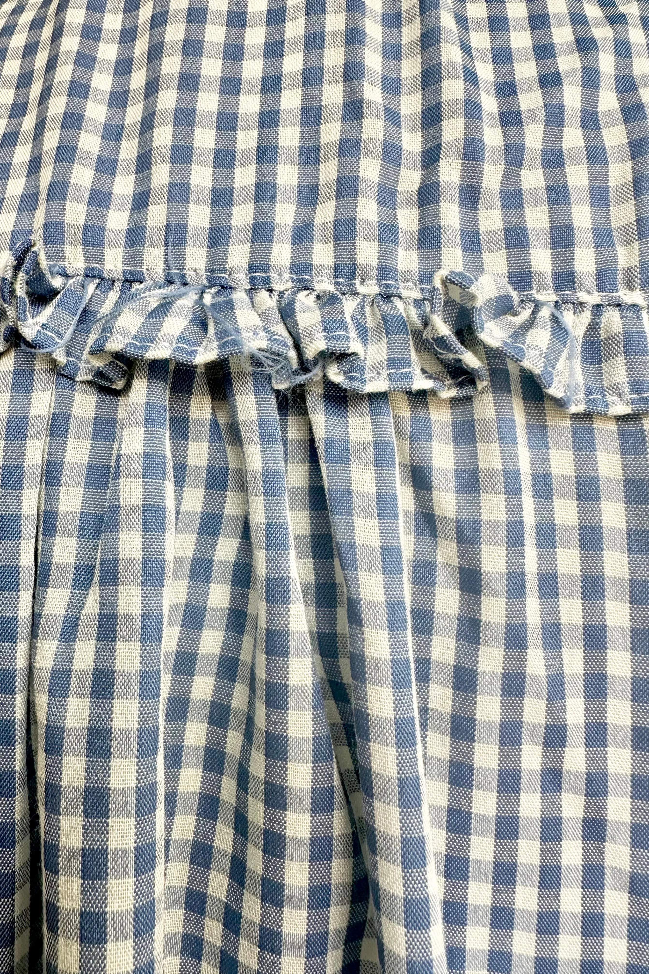 Blue Gingham Button Down Ruffle Top by Tulip B.