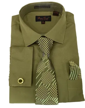 Bruno Conte Textured Regular Fit Combo Shirt - Olive Green