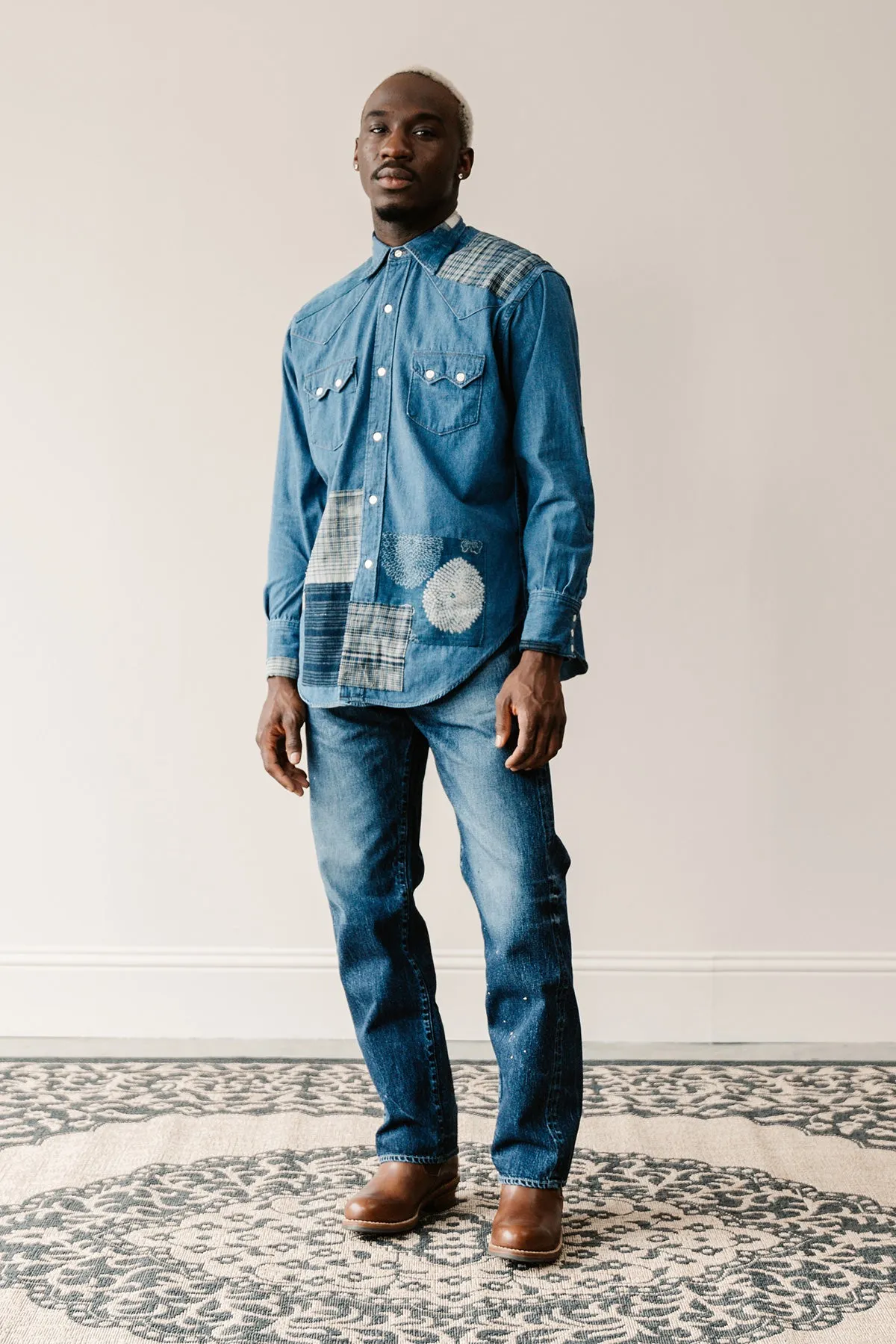 Canoe Club x orSlow - Vintage Boro Western Shirt - Indigo