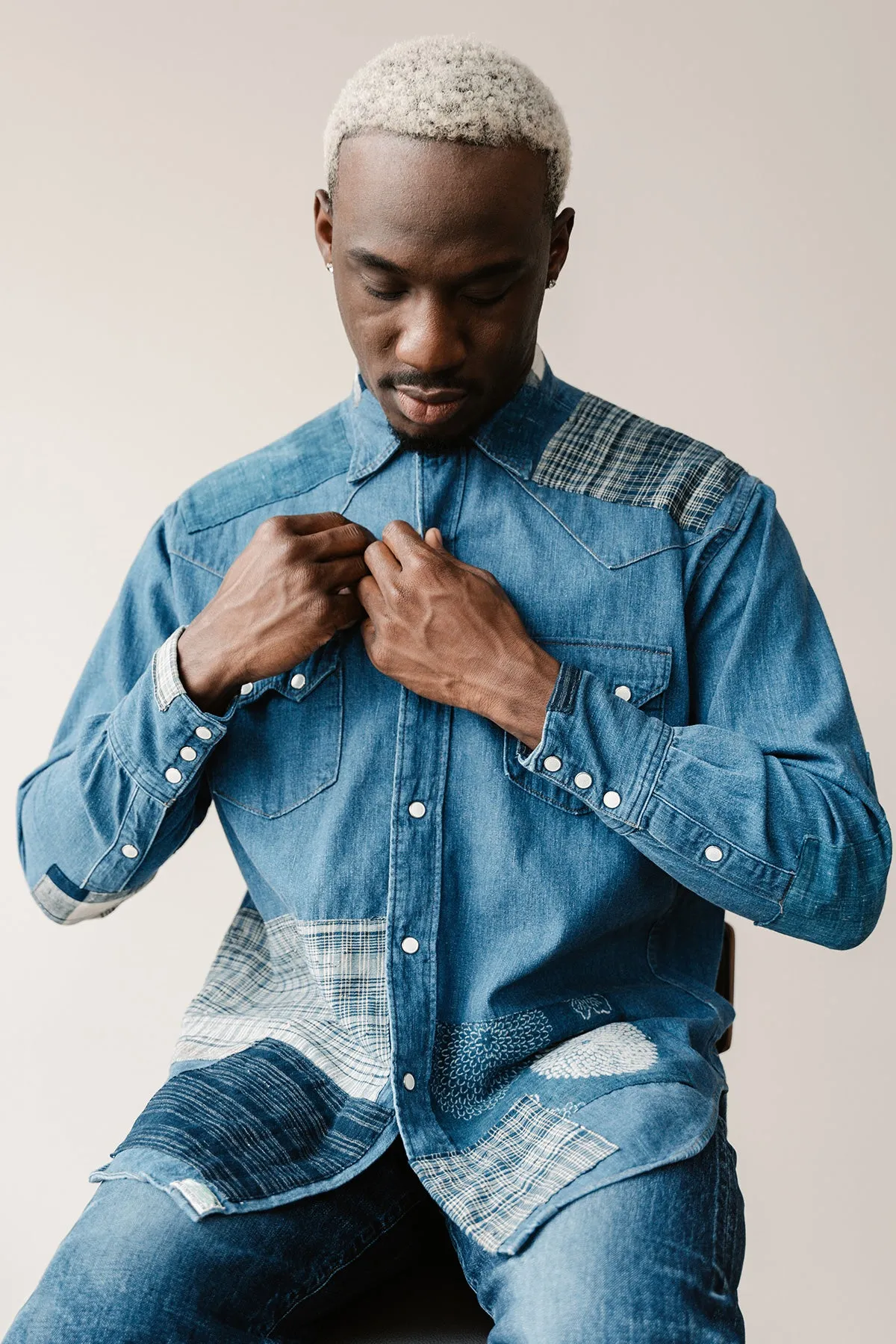 Canoe Club x orSlow - Vintage Boro Western Shirt - Indigo