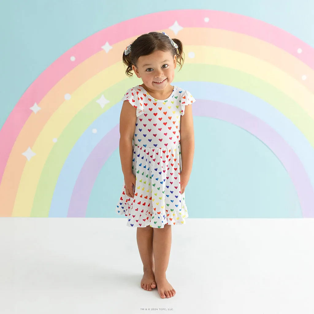 Care Bears™ Rainbow Hearts Tie Back Ruffled Twirl Dress