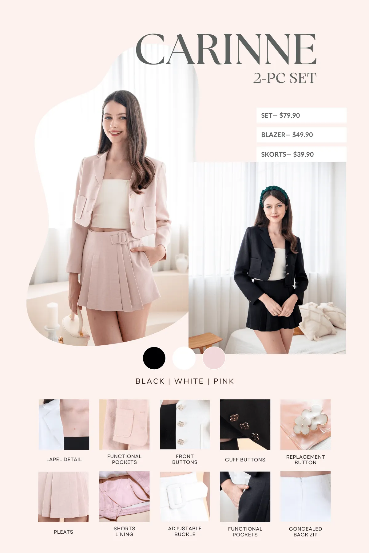 CARINNE CROPPED BLAZER IN PINK