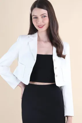 CARINNE CROPPED BLAZER IN WHITE