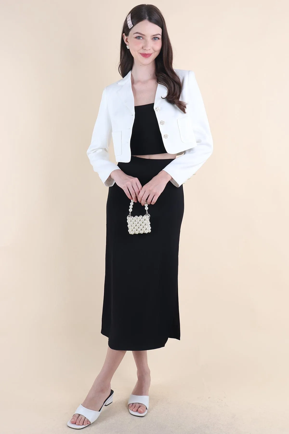 CARINNE CROPPED BLAZER IN WHITE