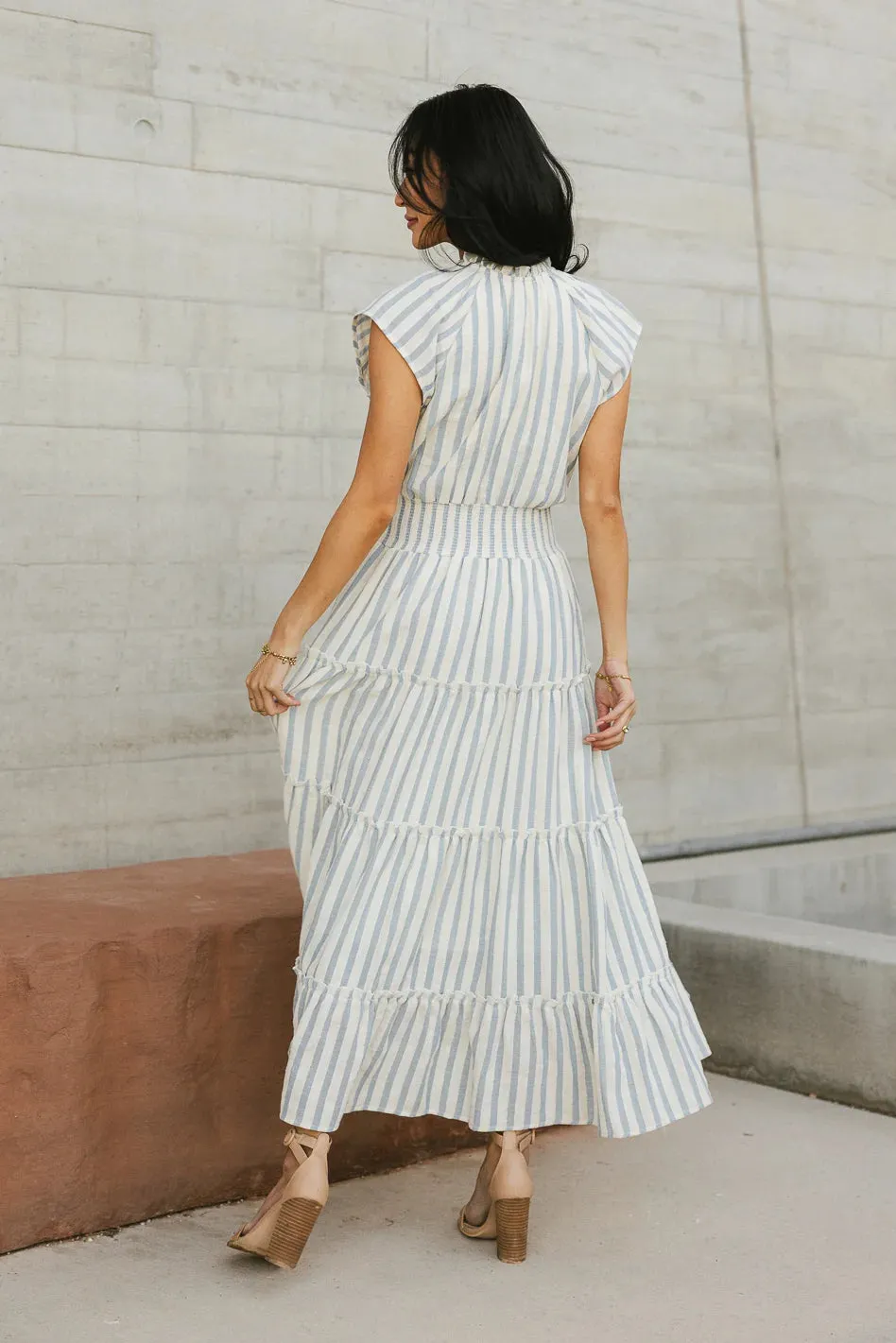 Claire Striped Maxi Dress in Blue