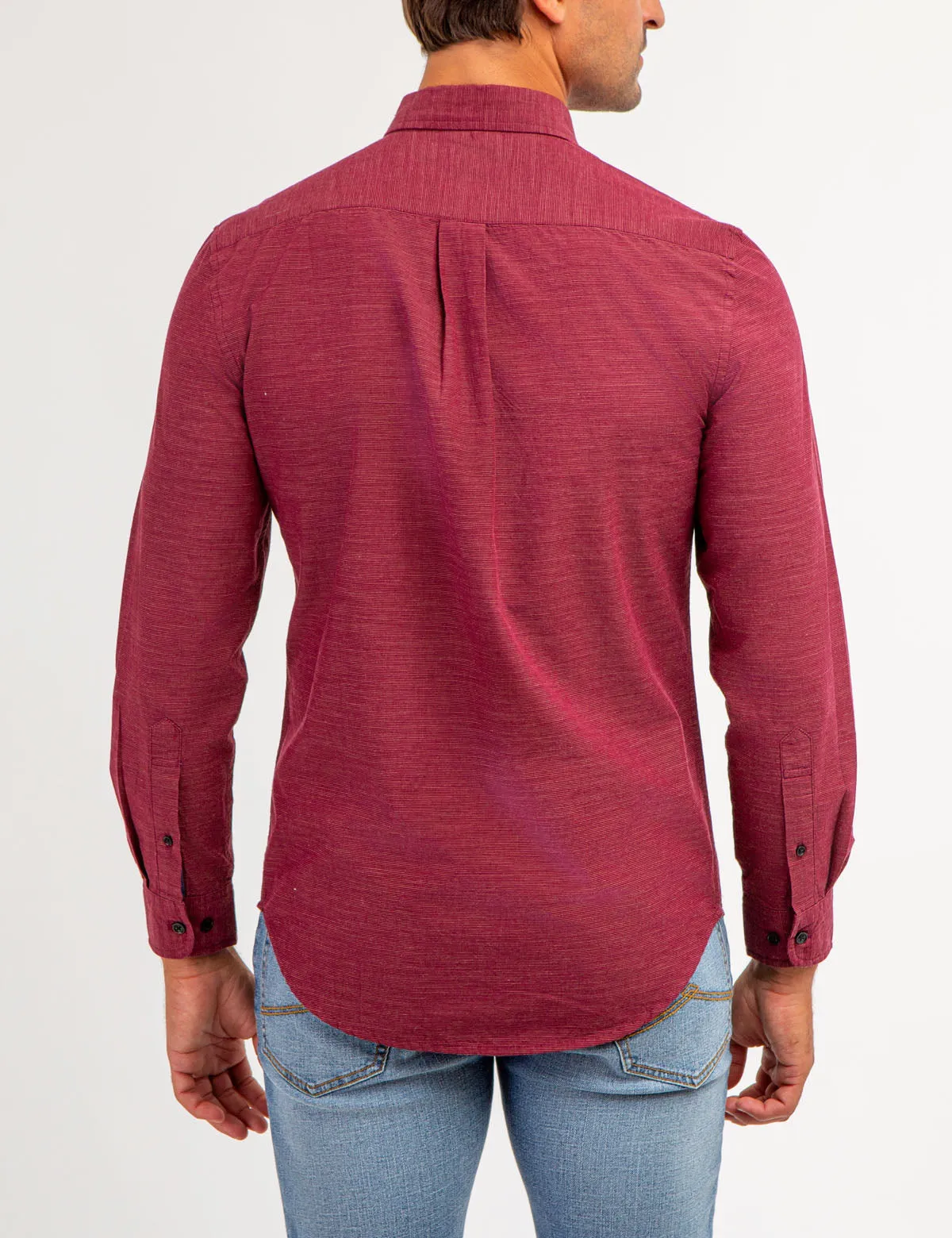 COTTON YARN DYE TEXTURED LONG SLEEVE SHIRT