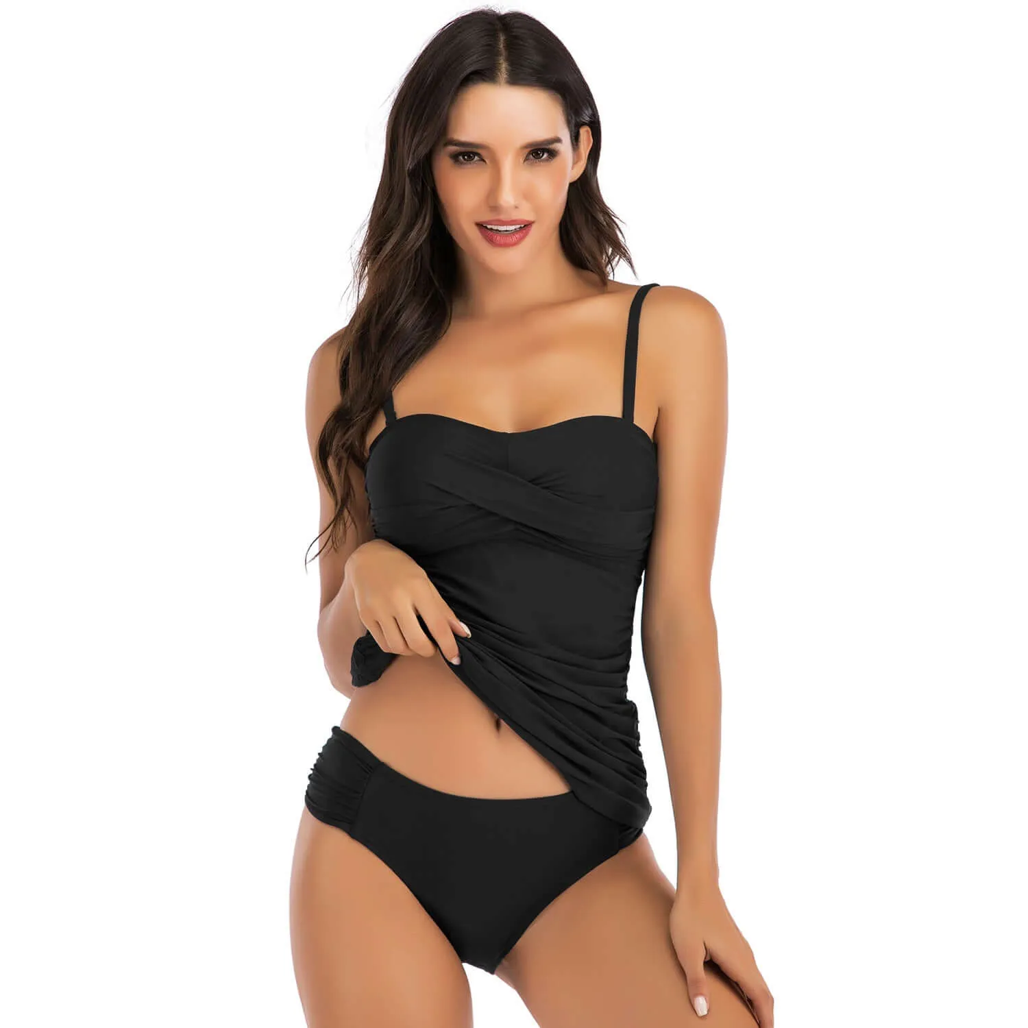 Covered belly split swimsuit ladies conservative