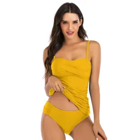 Covered belly split swimsuit ladies conservative